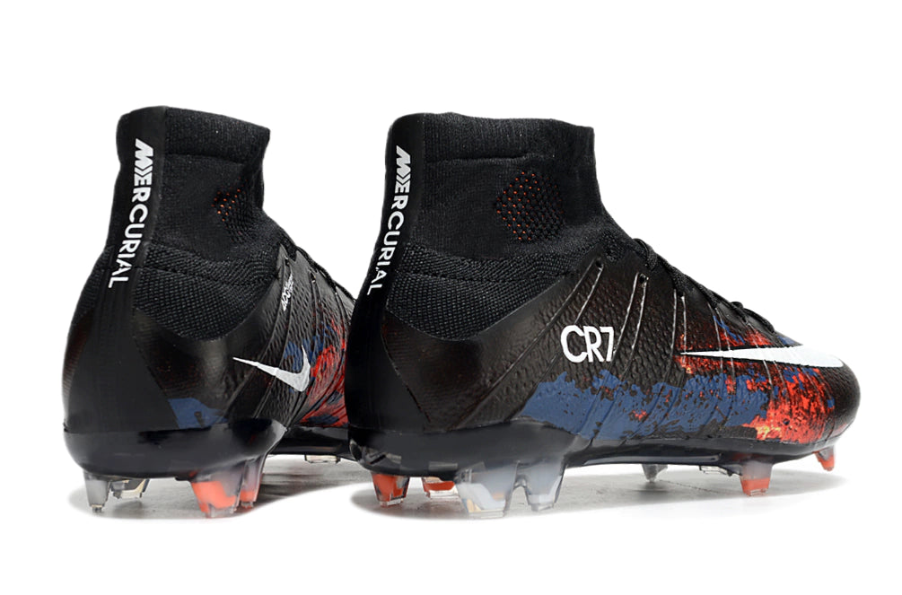Chuteira Nike Mercurial Superfly 4 Elite Campo - Preto/Azul/Laranja