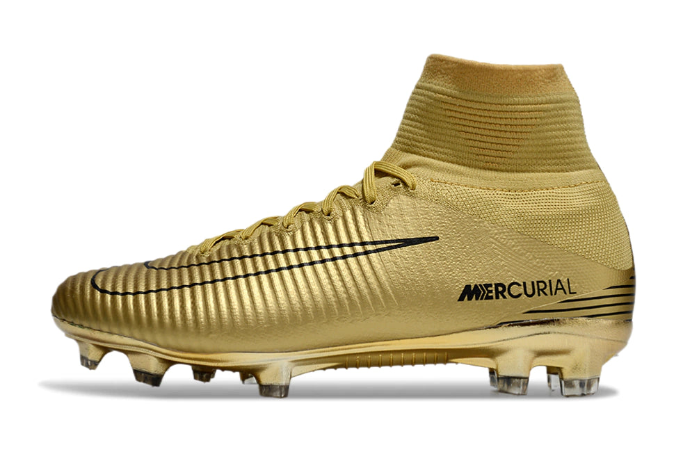 Chuteira Nike Mercurial Superfly 5 Elite Campo - Dourado/Preto