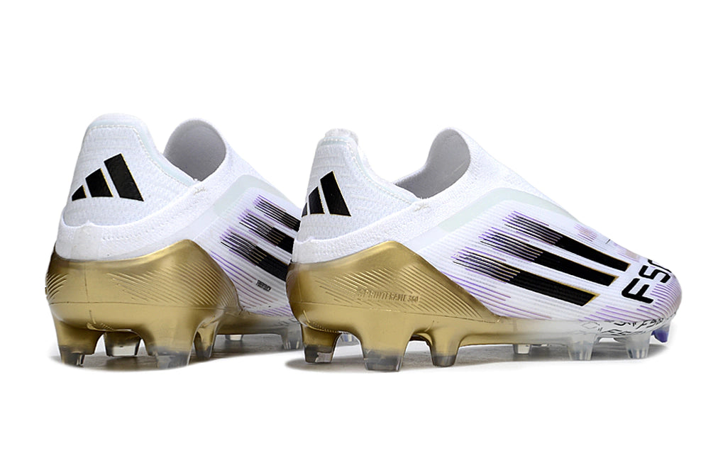Chuteira Adidas F50 X Laceless Campo - Branco/Dourado
