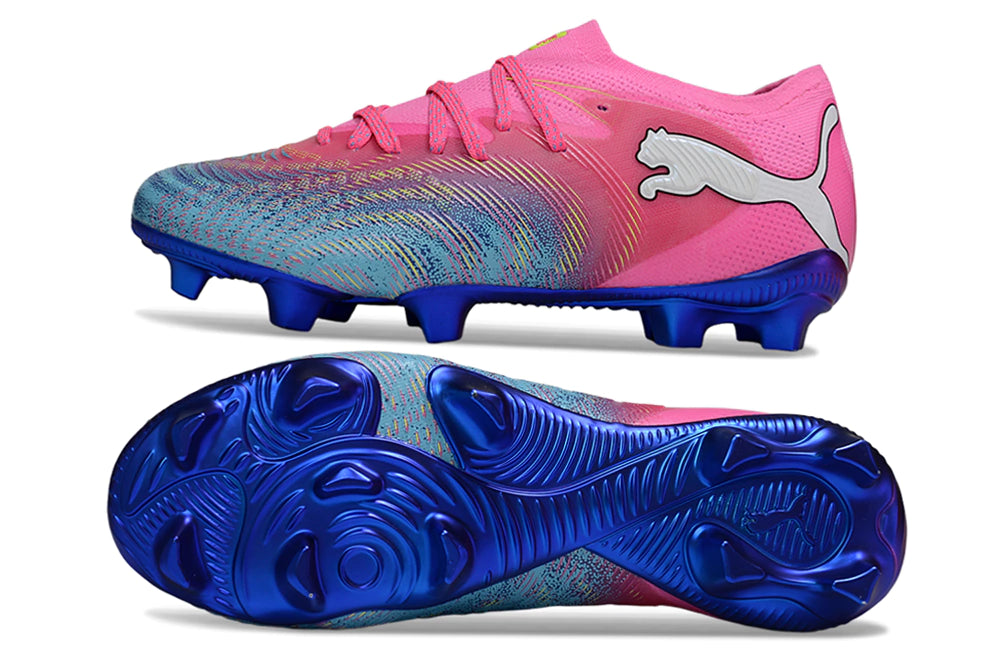 Chuteira Puma Future 8 Ultimate Low Campo FG - Rosa/Azul