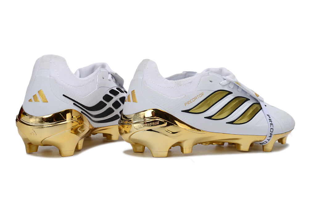 Chuteira Adidas Predator Tongue 26 Elite FG - Branco/Dourado