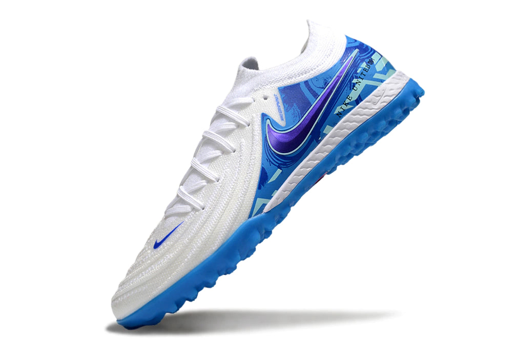 Chuteira Nike Phantom GX 2 Elite Society TF - Branco/Azul