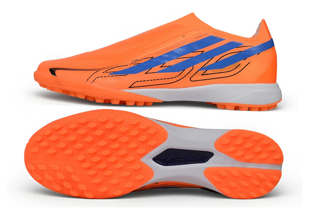 Chuteira Adidas F50 Hyperfast Laceless TF - Laranja