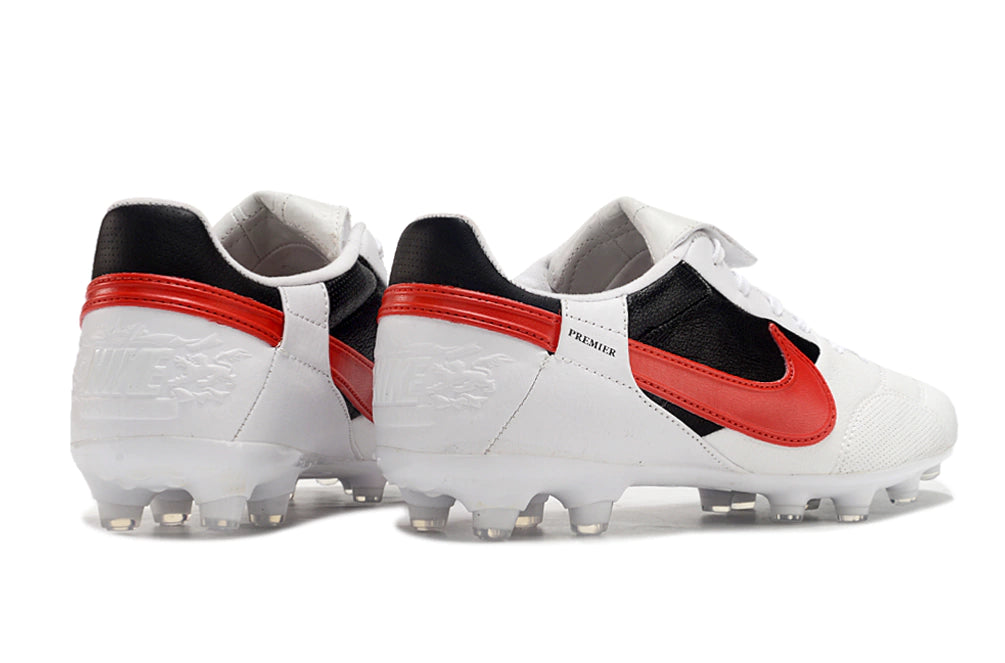 Chuteira Nike Premier 3 FG - Branco/Preto/Vermelho