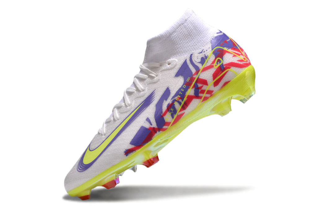 Chuteira Nike Air Zoom Mercurial Superfly 10 Elite Campo - Branco/Roxo/Verde/Vermelho