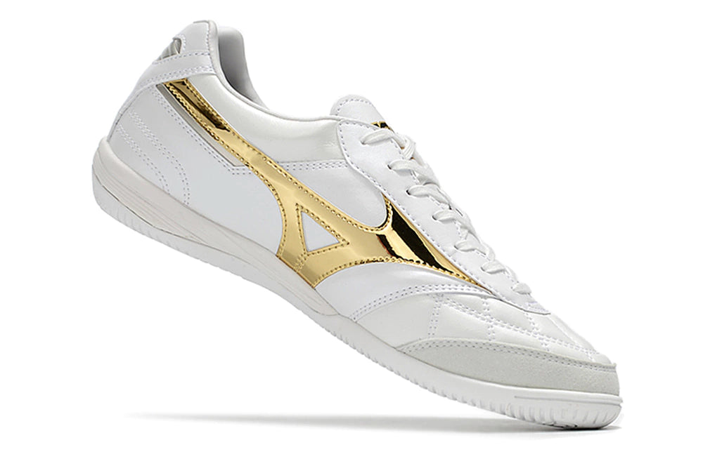 Chuteira Mizuno Morelia Sala Futsal - Branco/Dourado
