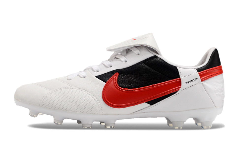 Chuteira Nike Premier 3 FG - Branco/Preto/Vermelho