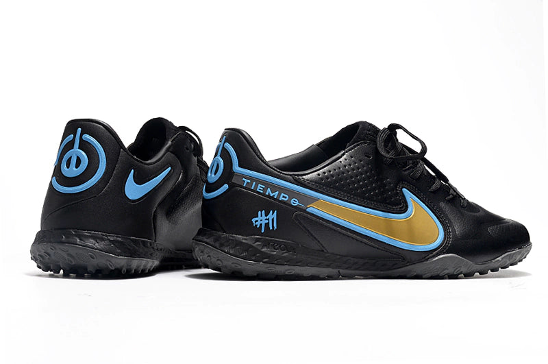 Chuteira Nike Tiempo 9 Pro Society - Preto/Azul/Dourado