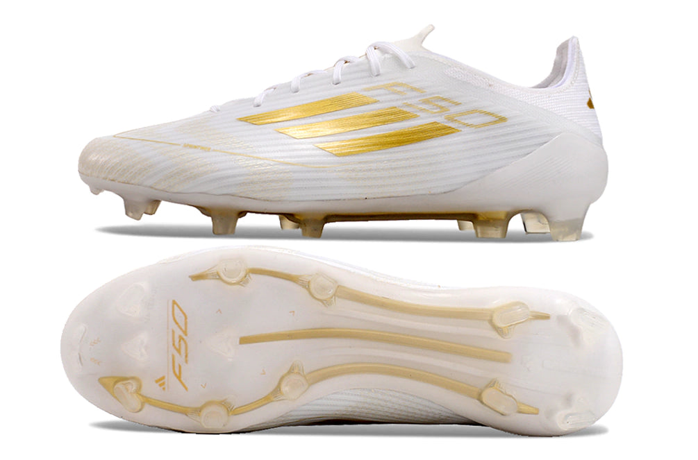 Chuteira Adidas F50 X Campo - Branco/Dourada
