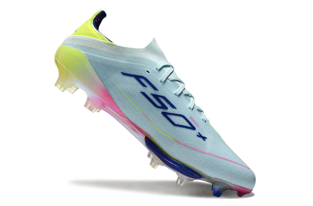 Chuteira Adidas F50.1 Elite Campo - Azul Claro/Verde/Rosa