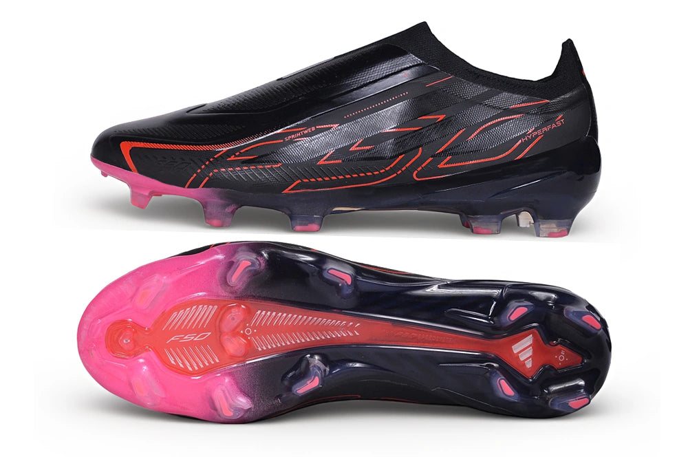 Chuteira Adidas F50 Hyperfast Laceless FG - Preto/Vermelho
