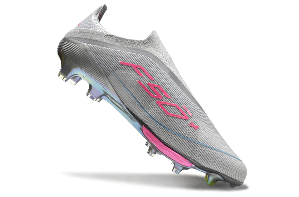 Chuteira Adidas F50+ Elite Campo - CInza/Rosa