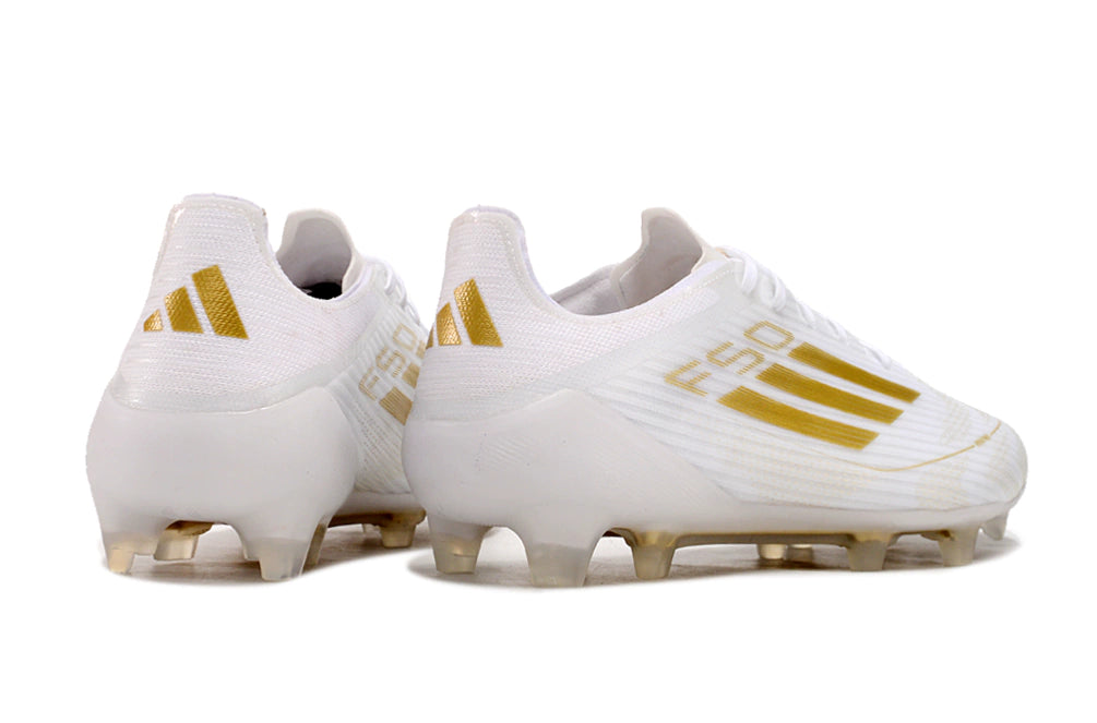 Chuteira Adidas F50 X Campo - Branco/Dourada