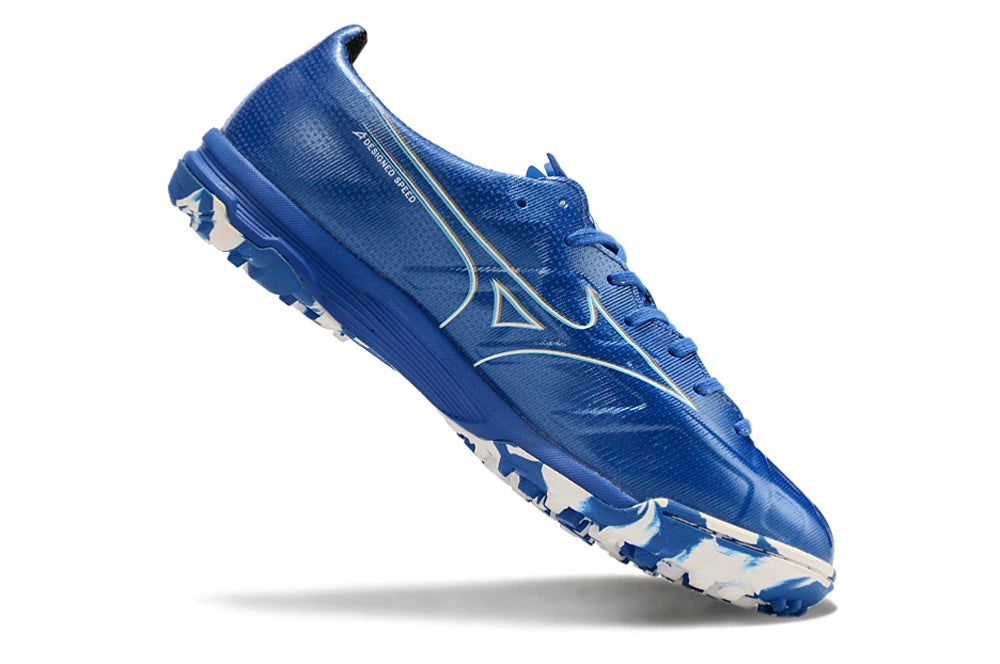 Chuteira Mizuno Alpha Made in Japan Society - Azul/Branco