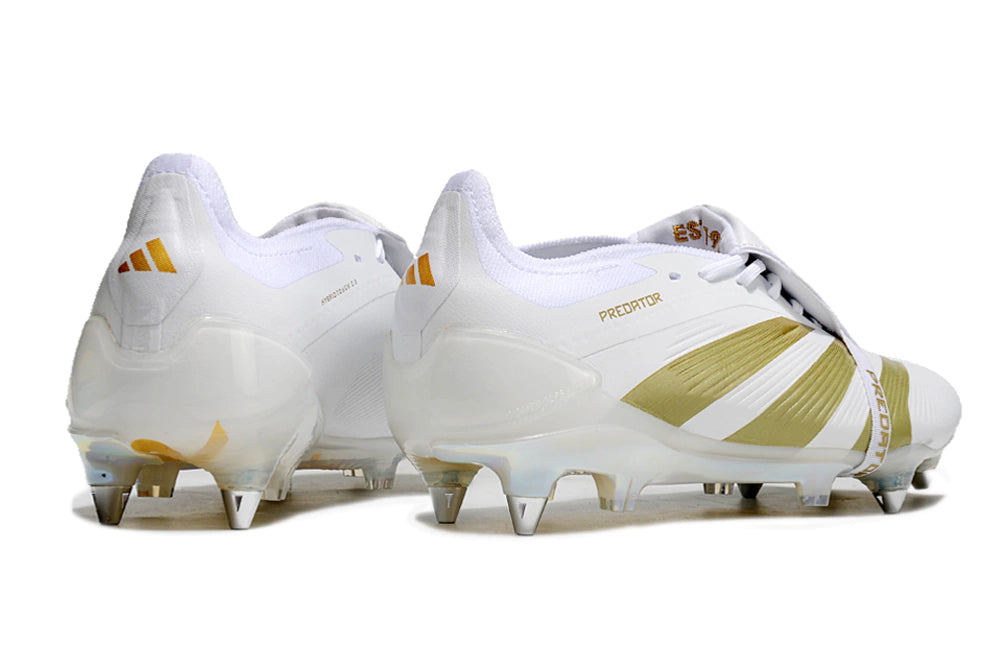 Chuteira Adidas Predator Elite Campo SG FG - Branco/Dourado