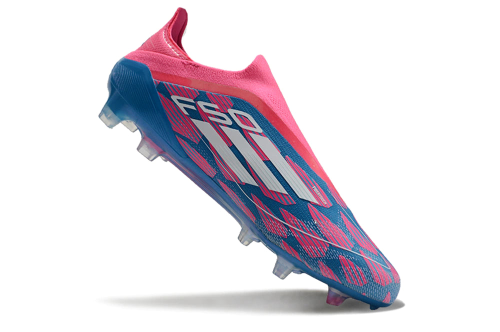 Chuteira Adidas F50 X Laceless Campo - Azul/Rosa