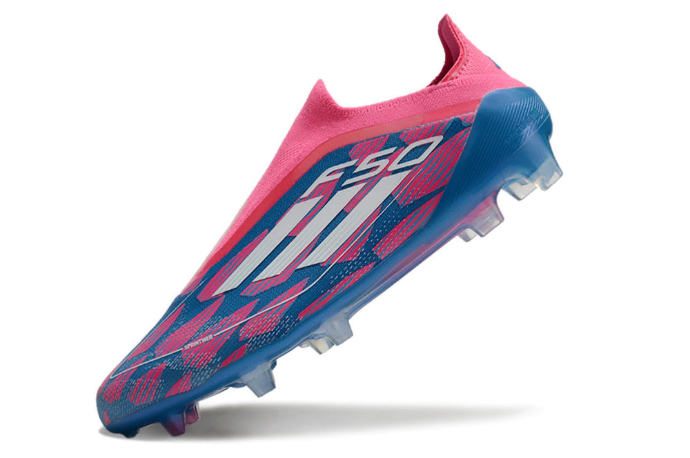 Chuteira Adidas F50 X Laceless Campo - Azul/Rosa