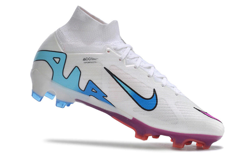 Chuteira Nike Air Zoom Mercurial Superfly 9 Elite - Branco/Roxo