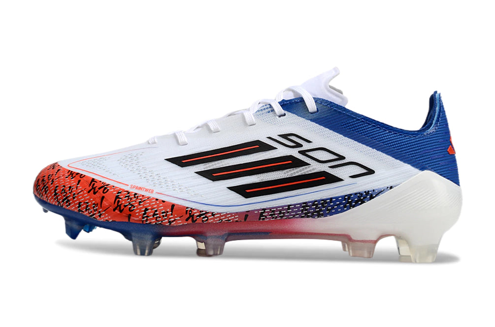 Chuteira Adidas F50 X Campo - Branco/Azul/Laranja