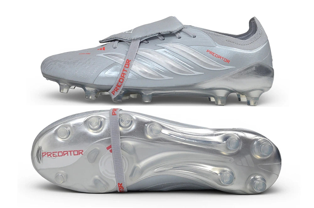 Chuteira Adidas Predator Tongue 26 Elite FG - Prata
