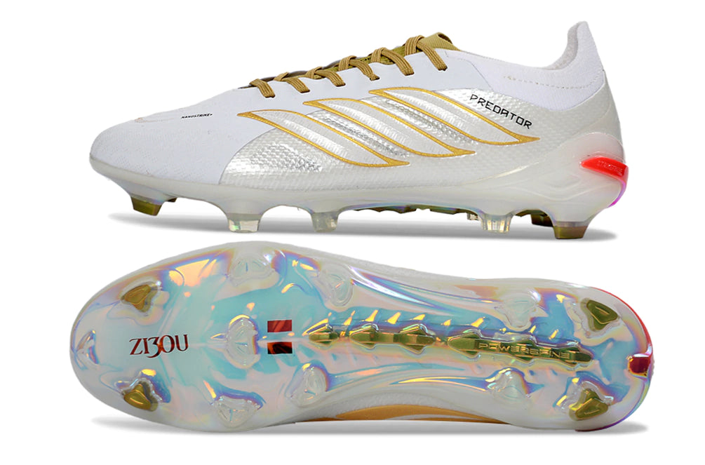 Chuteira Adidas Predator Elite 26 Campo FG - Branco/Dourado