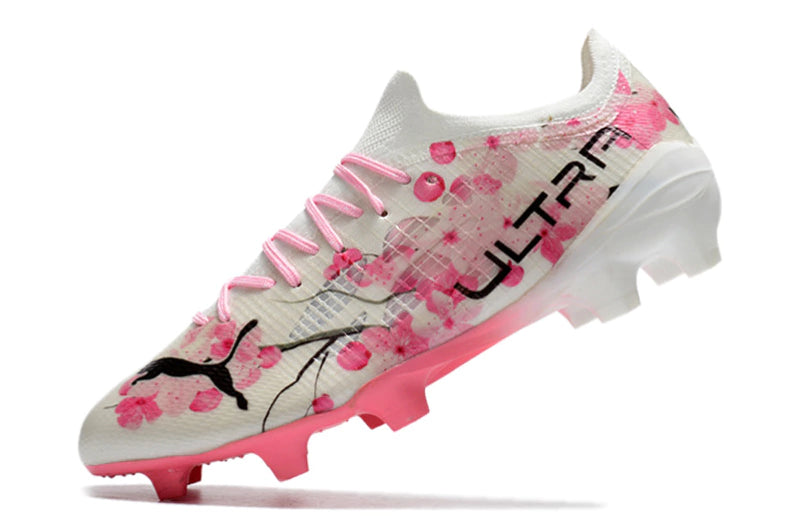 Chuteira Puma Ultra 1.3 Campo FG - Branco/Rosa