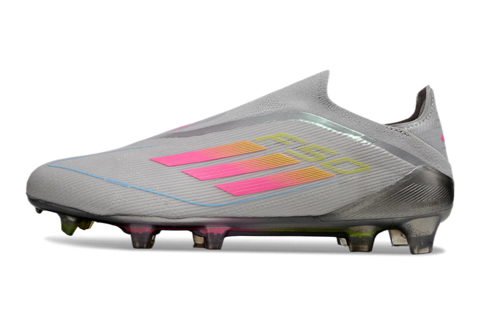 Chuteira Adidas F50 X Laceless Campo - Cinza/Rosa
