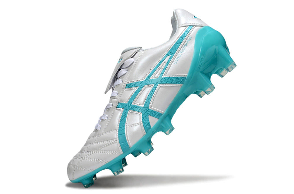 Chuteira Campo Asics Lethal Testimonial 4 IT - Branco/Azul