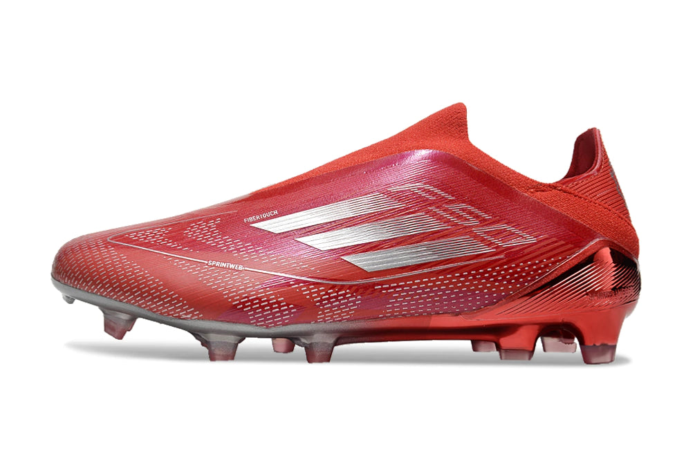 Chuteira Adidas F50 X Laceless Campo - Prata/Vermelho
