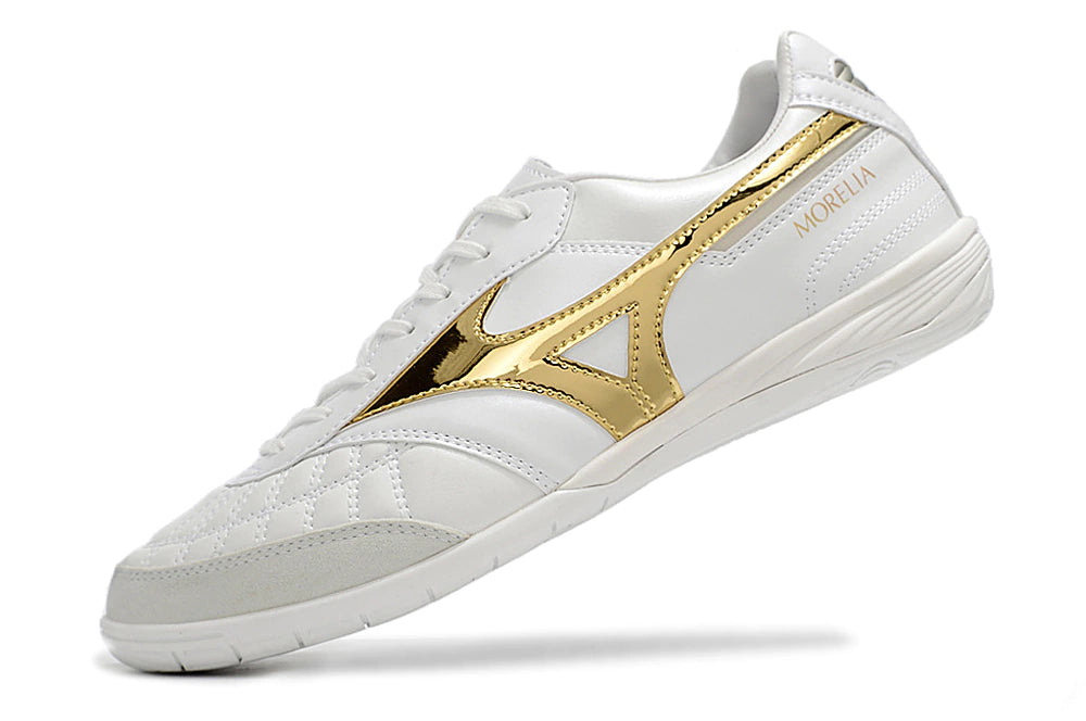 Chuteira Mizuno Morelia Sala Futsal - Branco/Dourado