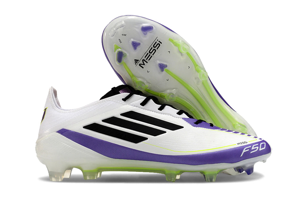 Chuteira Adidas F50 X Campo - Branco/Roxo/Verde