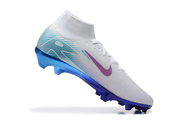 Chuteira Nike Air Zoom Mercurial Superfly 10 Elite Campo - Branco/Azul/Rosa