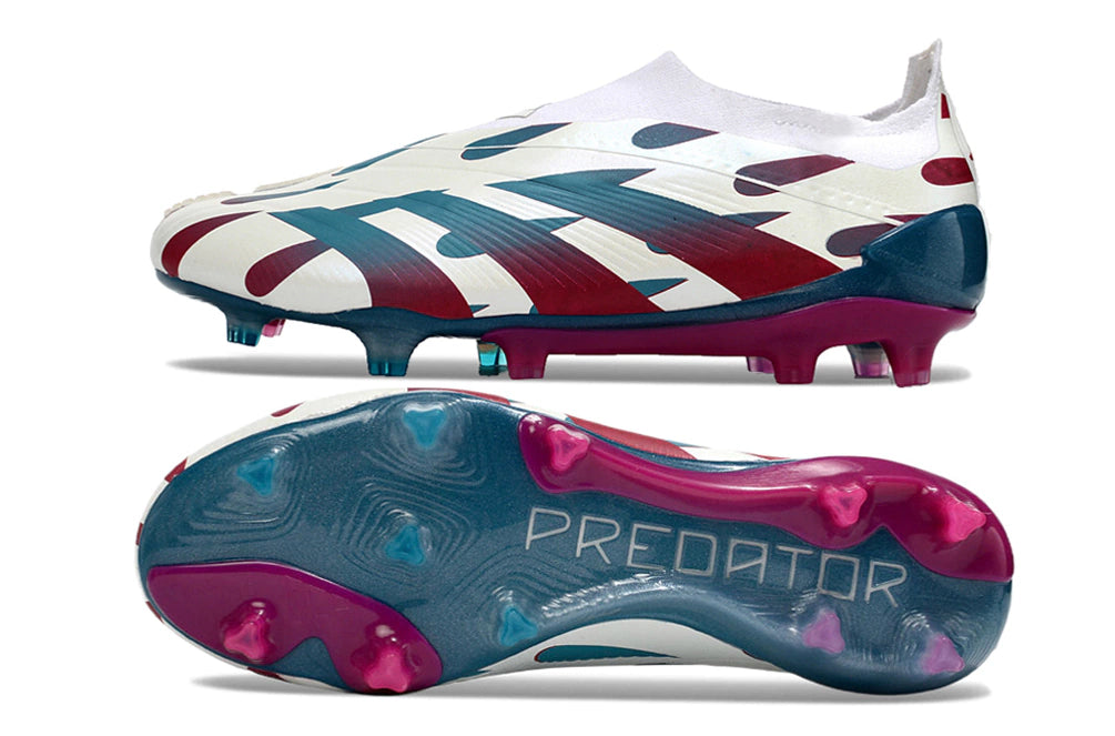 Chuteira Adidas Predstrike Elite Laceless Campo - Branco/Azul/Roxo