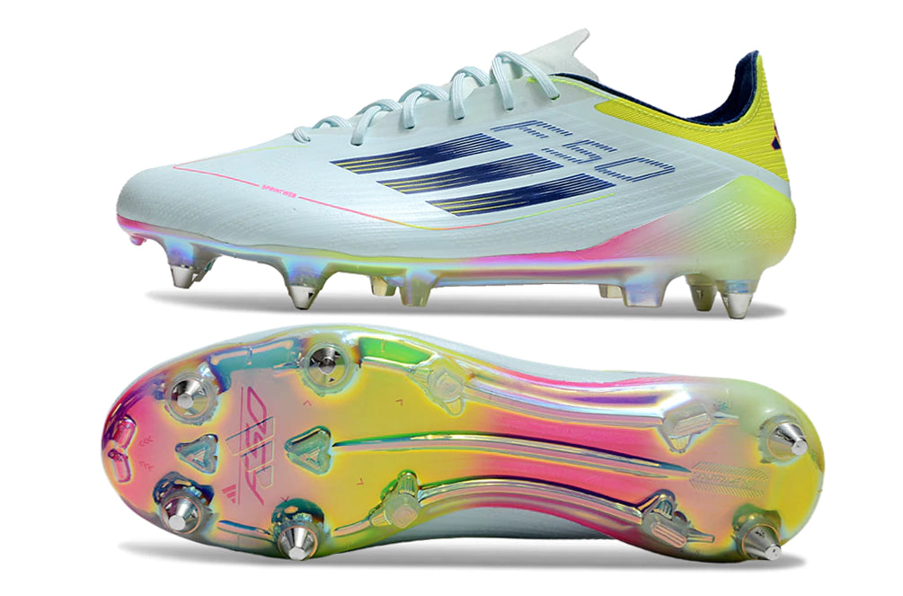 Chuteira Adidas F50 X Campo SG - Azul/Verde/Rosa