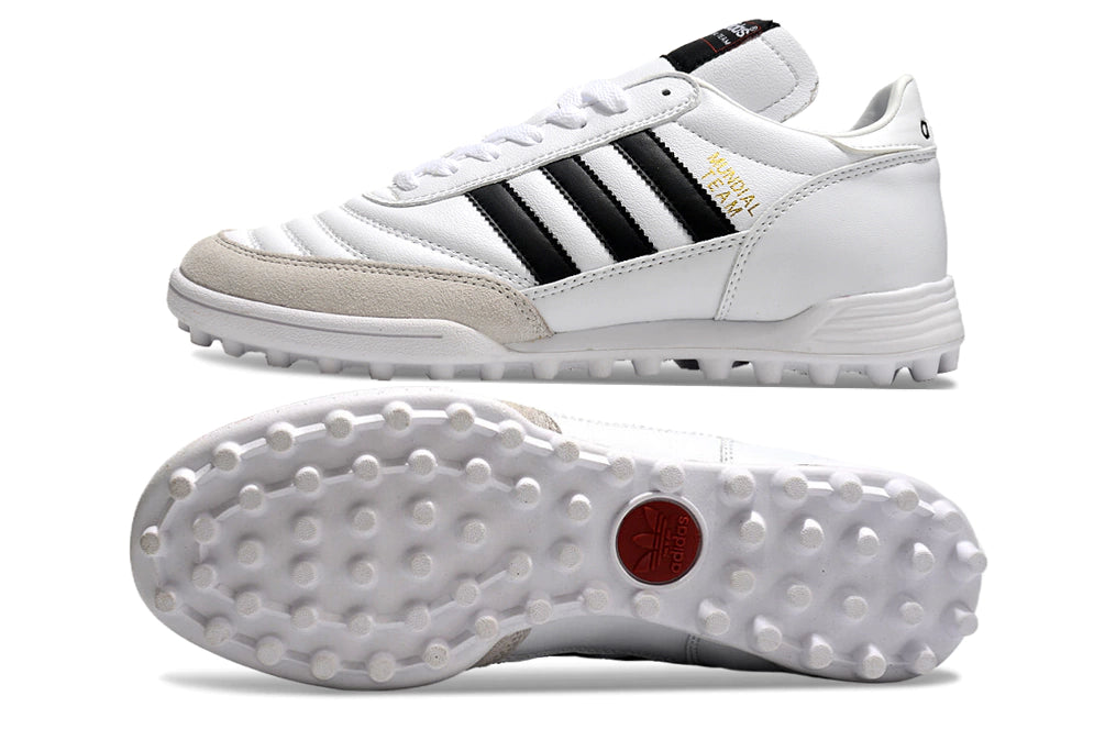 Chuteira Adidas Mundial Team Society - Branco/Preto/Dourado
