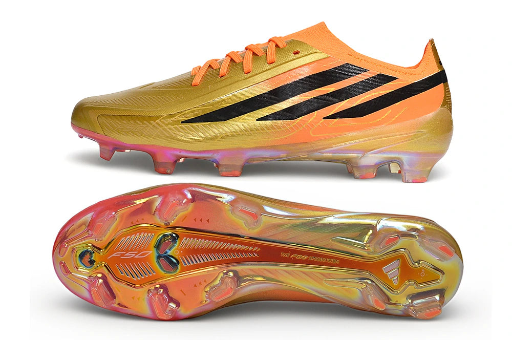 Chuteira Adidas F50 Hyperfast Eltie FG - Laranja/Dourada