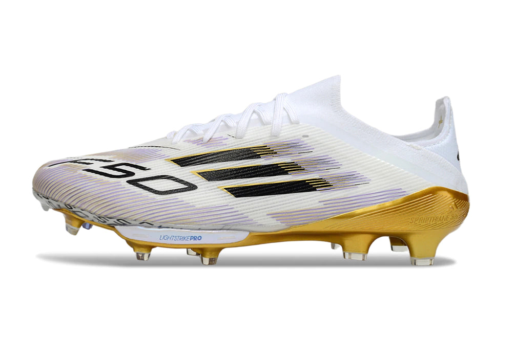 Chuteira Adidas F50.1 Elite Campo - Branco/Dourado