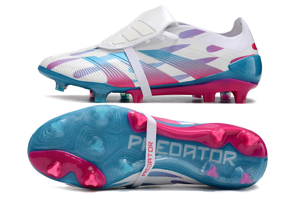 Chuteira Adidas Predstrike Elite Campo - Branco/Azul/Rosa