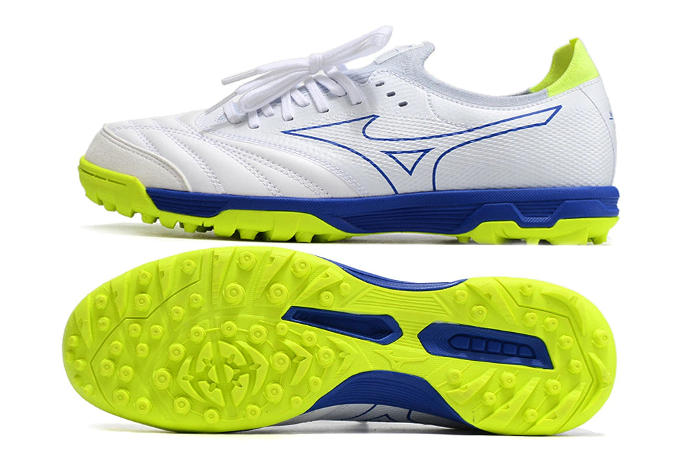 Chuteira Miuzno Morelia Neo Sala β Society - Branco/Azul/Verde