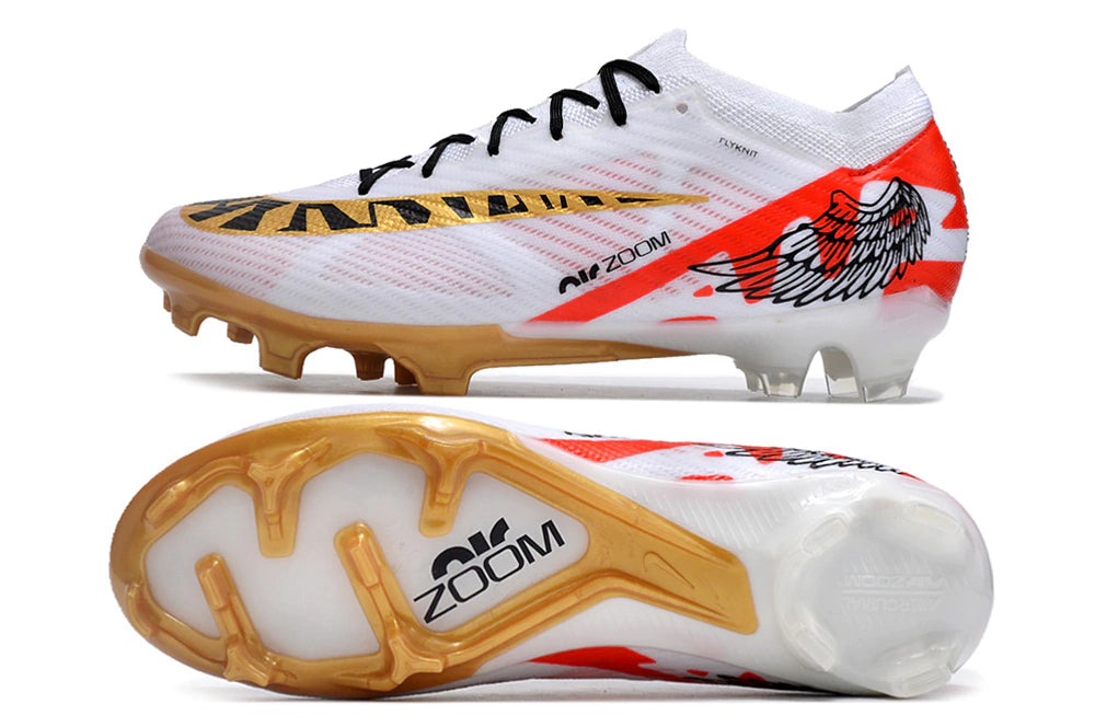 Chuteira Nike Air Zoom Mercurial Vapor 15 Elite FG - Branco/Vermelho