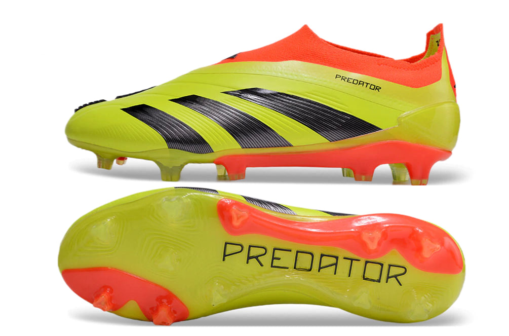 Chuteira Adidas Predstrike Elite Laceless Campo - Amarelo/Preto/Laranja