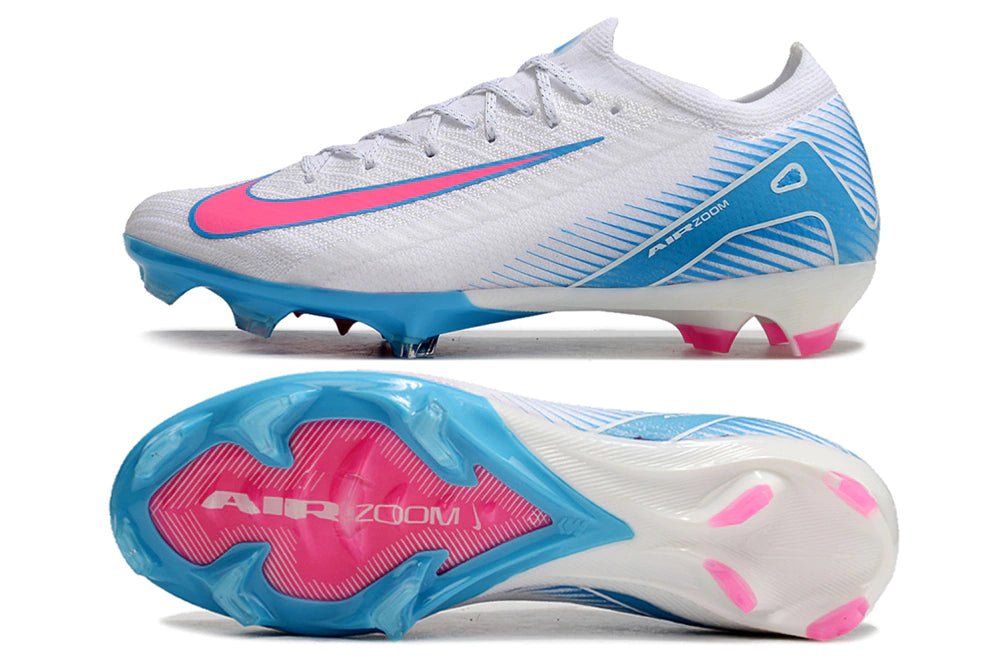 Chuteira Nike Air Zoom Mercurial Vapor 16 Elite FG - Branco/Azul/Rosa