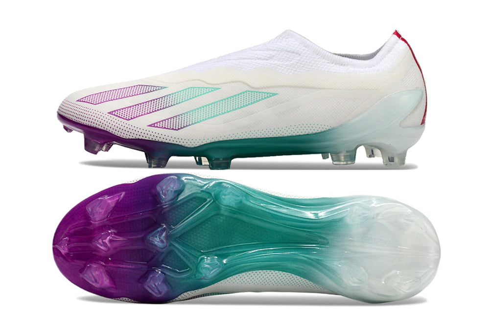 Chuteira Adidas X CrazyFast.1 FG - Branco/Azul/Roxo