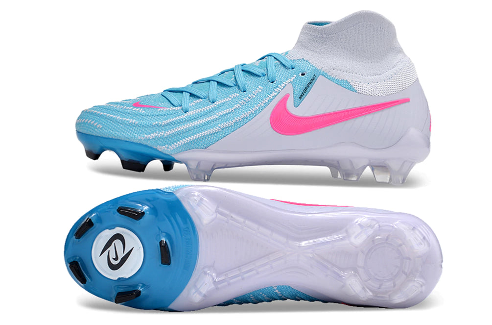 Chuteira Nike Campo Phantom Luna 2 Elite Campo FG - Branco/Rosa/Azul