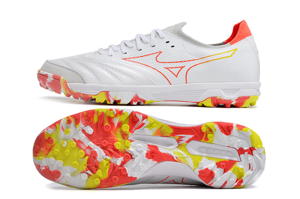 Chuteira Miuzno Morelia Neo Sala β Society - Branco/Laranja