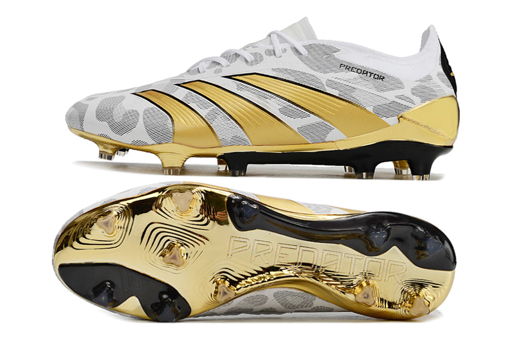 Chuteira Adidas Predator Elite Campo FG - Branco/Dourado