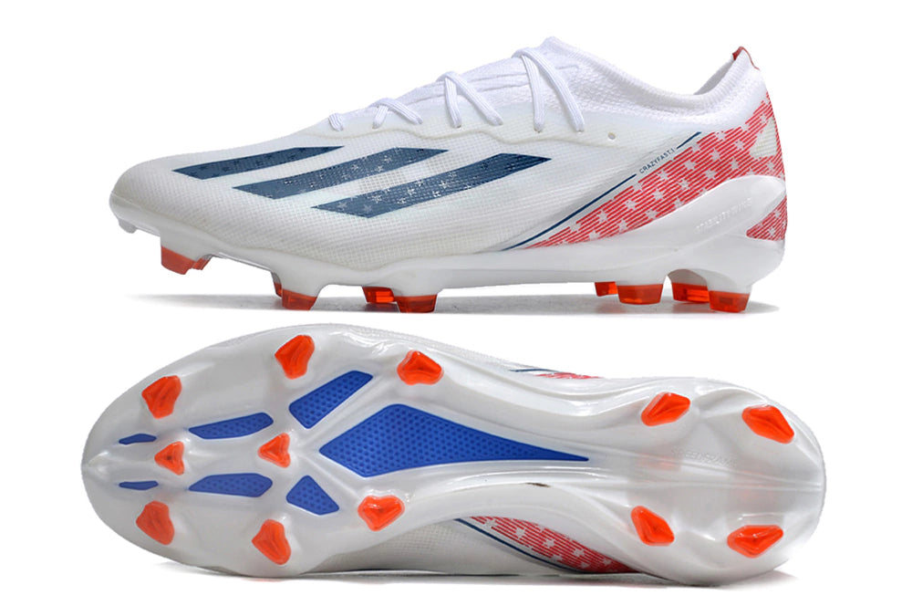 Chuteira Adidas X CrazyFast.1 FG - Branco/Azul/Vermelho