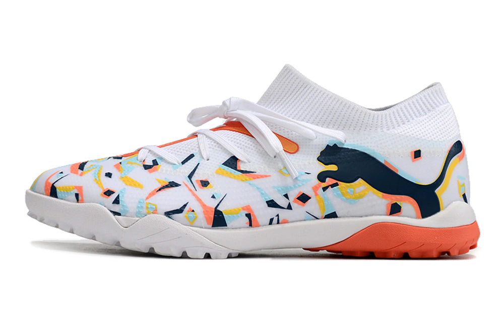 Chuteira Puma Future Match Society TF - Branco/Laranja