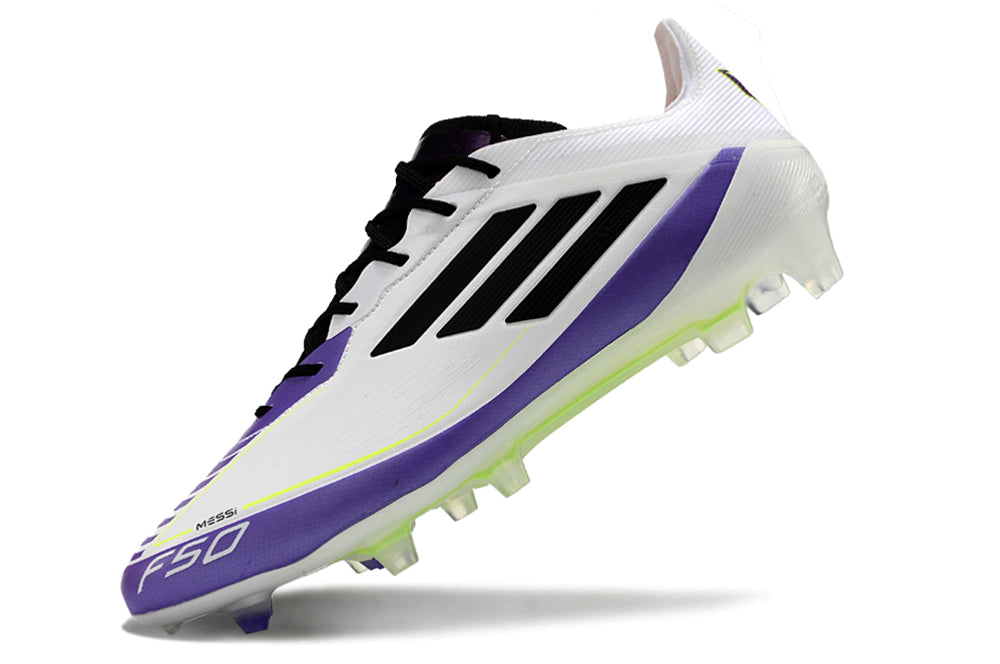 Chuteira Adidas F50 X Campo - Branco/Roxo/Verde