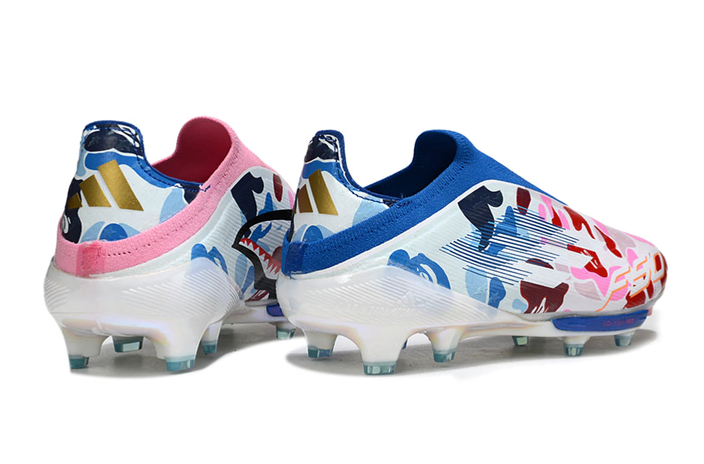 Chuteira Adidas F50+ Elite Campo - Rosa/Azul